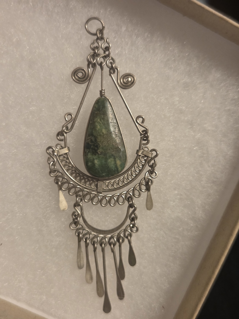 Sterling Silver And Chrisicola Pendant Necklace Artesain Pendant